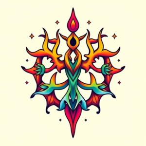 Gradient Color Yggdrasil Tattoo