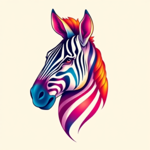 Gradient Color Zebra Tattoo