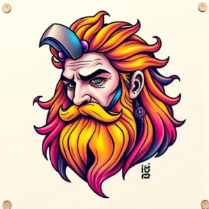 Gradient Color Zeus Tattoo