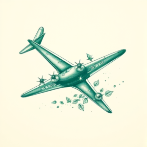 Green Ink Airplane Tattoo