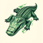 Green Ink Alligator Tattoo