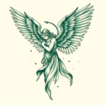 Green Ink Angel Tattoo