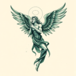 Green Ink Archangel Tattoo