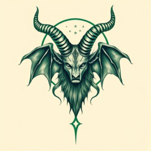 Green Ink Baphomet Tattoo