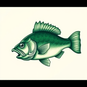 Green Ink Bass Tattoo