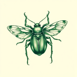 Green Ink Bug Tattoo