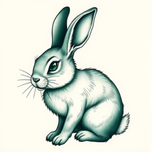 Green Ink Bunny Tattoo