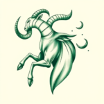 Green Ink Capricorn Tattoo