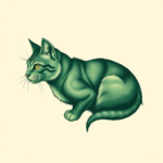 Green Ink Cat Tattoo