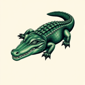 Green Ink Crocodile Tattoo
