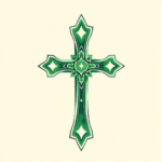 Green Ink Cross Tattoo