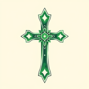 Green Ink Cross Tattoo