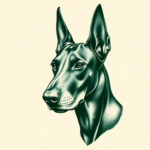 Green Ink Doberman Tattoo