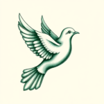 Green Ink Dove Tattoo