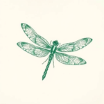 Green Ink Dragonfly Tattoo