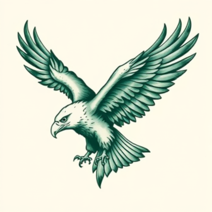 Green Ink Eagle Tattoo