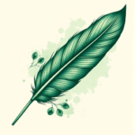 Green Ink Feather Tattoo