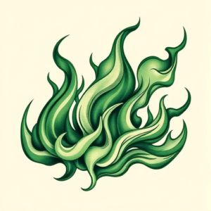 Green Ink Fire Tattoo