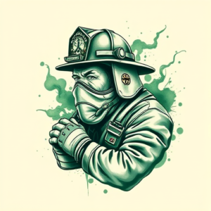 Green Ink Firefighter Tattoo