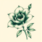 Green Ink Flower Tattoo