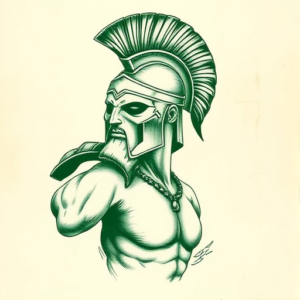 Green Ink Gladiator Tattoo