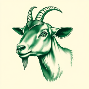 Green Ink Goat Tattoo