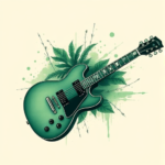 Green Ink Guitar Tattoo