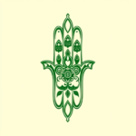 Green Ink Hamsa Tattoo