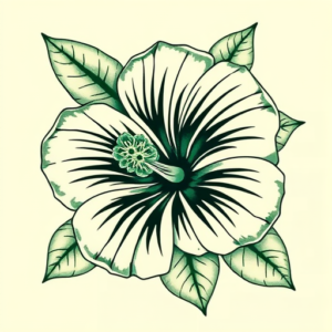 Green Ink Hibiscus Tattoo