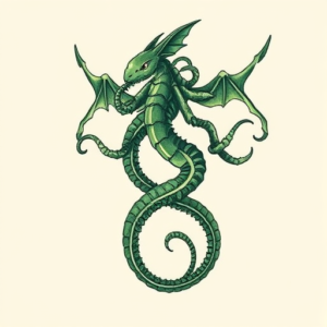 Green Ink Hydra Tattoo