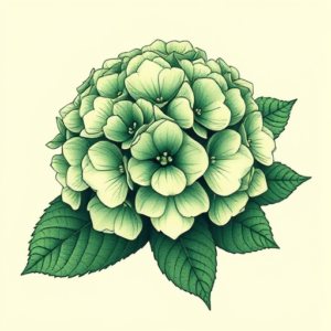 Green Ink Hydrangea Tattoo