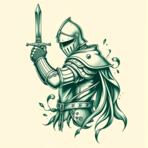 Green Ink Knight Tattoo