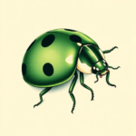 Green Ink Ladybug Tattoo