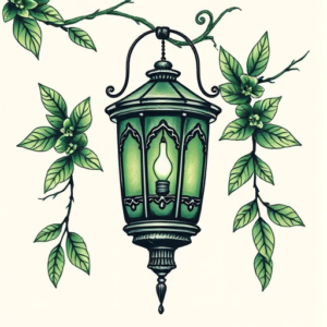 Green Ink Lantern Tattoo