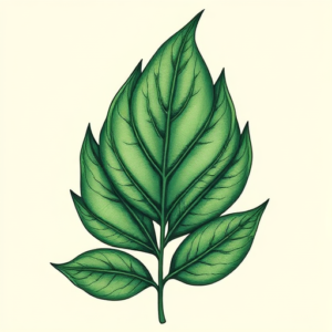 Green Ink Leaf Tattoo