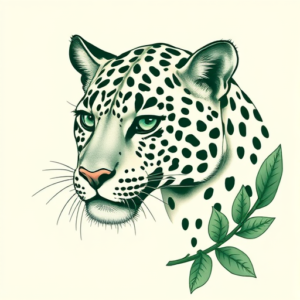 Green Ink Leopard Tattoo