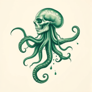 Green Ink Medusa Tattoo