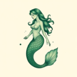 Green Ink Mermaid Tattoo