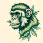 Green Ink Monkey Tattoo