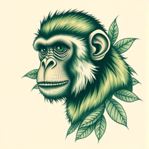 Green Ink Monkey Tattoo