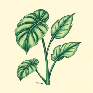 Green Ink Monstera Tattoo