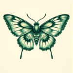 Green Ink Moth Tattoo