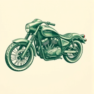 Green Ink Motorcycle Tattoo