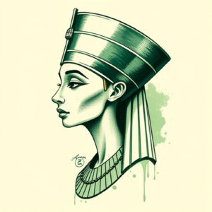 Green Ink Nefertiti Tattoo