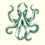 Green Ink Octopus Tattoo