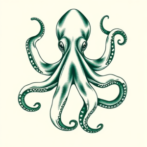 Green Ink Octopus Tattoo