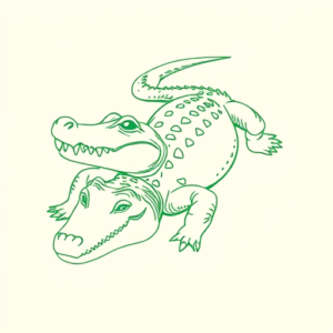 Green Ink Outline Alligator Tattoo