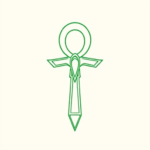 Green Ink Outline Ankh Tattoo