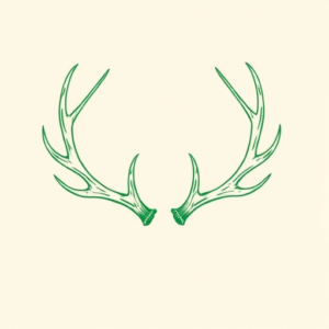 Green Ink Outline Antler Tattoo