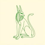 Green Ink Outline Anubis Tattoo